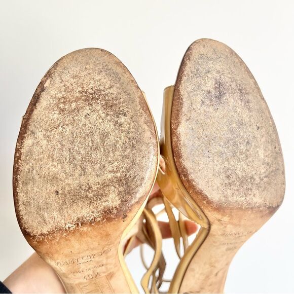 Jimmy Choo Nude Stiletto Patent Leather Sandal in Worn Condition Size EU 40.5 - Picture 14 of 16